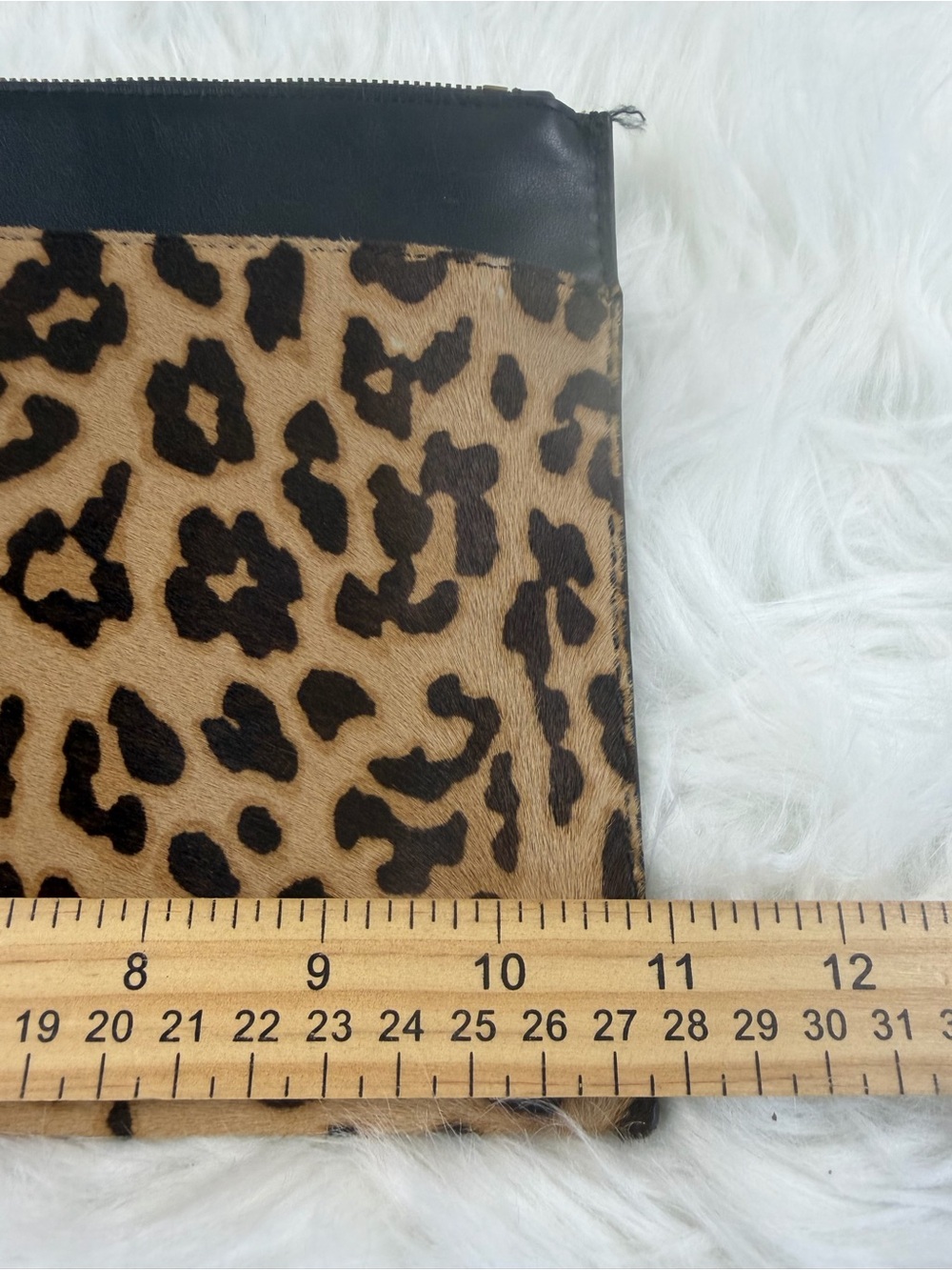 J.Crew Leopard Print Calf Hair Leather Zip Clutch Tassel Animal Print - Picture 7 of 9